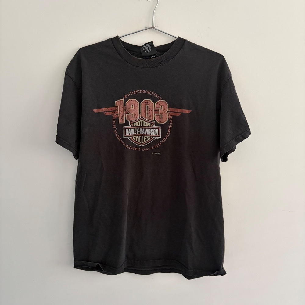 Vintage 1996 Harley Davidson Key West FL T-Shirt Mens Large Black 1903 Graphic